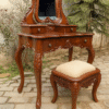 Sireen Era Victorian Carved Vanity Table with Mirror & Upholstered Stool