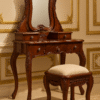 Sireen Era Victorian Carved Vanity Table with Mirror & Upholstered Stool