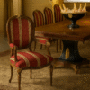 Sireen Era 10-Seater Royal Dining Set in Walnut Veneer with Marquetry & Velvet Upholstered Chairs
