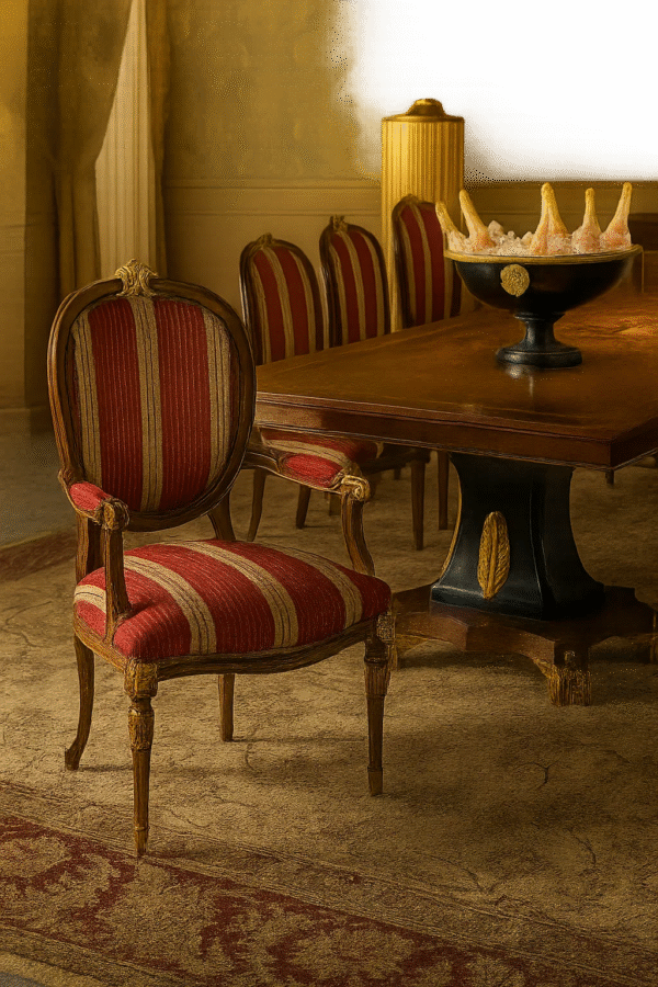 Sireen Era 10-Seater Royal Dining Set in Walnut Veneer with Marquetry & Velvet Upholstered Chairs - Image 5