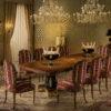Sireen Era 10-Seater Royal Dining Set in Walnut Veneer with Marquetry & Velvet Upholstered Chairs