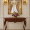 Sireen Era Carved Teak Console Table with Gold Baroque Mirror – Regal Entryway Set