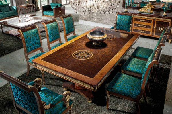 Sireen Era Royal Walnut Inlay Dining Set – 8 Seater with Sideboard & Mirror - Image 2
