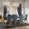 Sireen Era Imperial Gold & Teal Dining Set – 8-Seater with Vitrine & Sideboard
