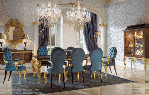 Sireen Era Imperial Gold & Teal Dining Set – 8-Seater with Vitrine & Sideboard - Image 3