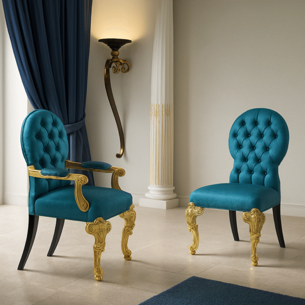 Sireen Era Imperial Gold & Teal Dining Set – 8-Seater with Vitrine & Sideboard - Image 2