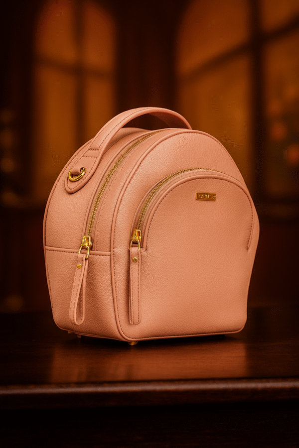 Small Croco Print Leather Backpack with Gold-Plated Fittings – Elegant & Compact - Image 2