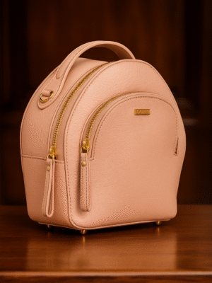Small Croco Print Leather Backpack with Gold-Plated Fittings – Elegant & Compact