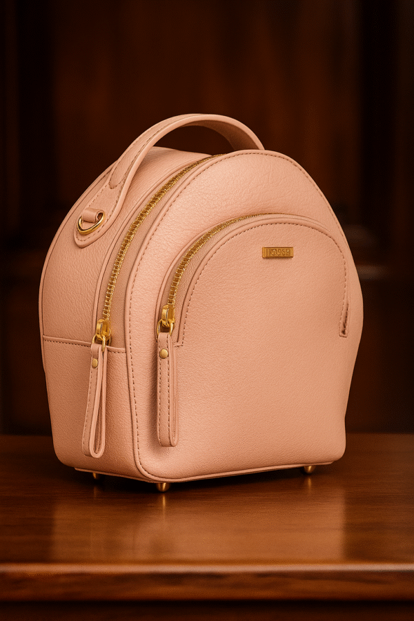 Small Croco Print Leather Backpack with Gold-Plated Fittings – Elegant & Compact