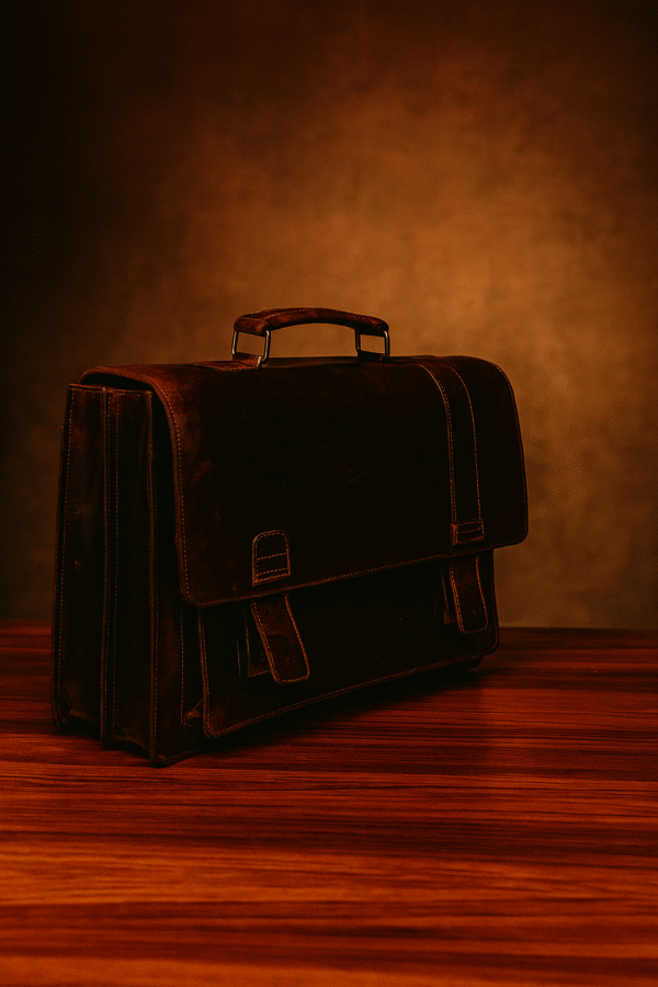 Classic Leather Briefcase with Double Push Lock & Laptop Compartment – RFID Secure - Image 2