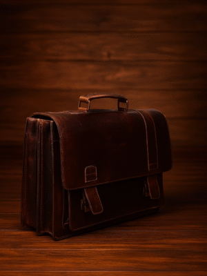 Classic Leather Briefcase with Double Push Lock & Laptop Compartment – RFID Secure