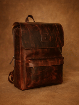Luxury Leather Backpack – Full Flap Design with Laptop Sleeve & Multi-Utility Pockets