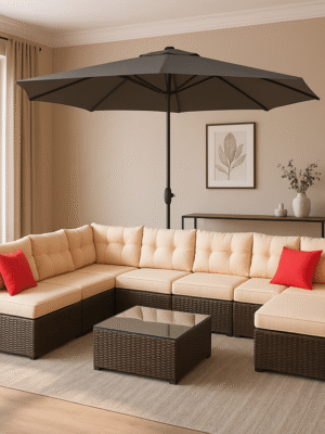 Sireen Era 7-Piece Outdoor Rattan Sofa Set with Coffee Table – Modular Patio Furniture