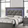 Sireen Era's Aurora Luxe Series – Queen Bed with Tufted Faux Leather LED Headboard & Textured Footboard (Dark Gray)