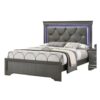 Sireen Era's Aurora Luxe Series – Queen Bed with Tufted Faux Leather LED Headboard & Textured Footboard (Dark Gray)