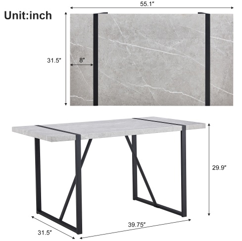Sireen Era Graystone 55-Inch Modern Dining Table