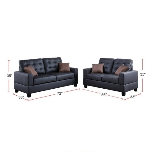 Sireen Era Ebonique 2-Piece Faux Leather Sofa Set