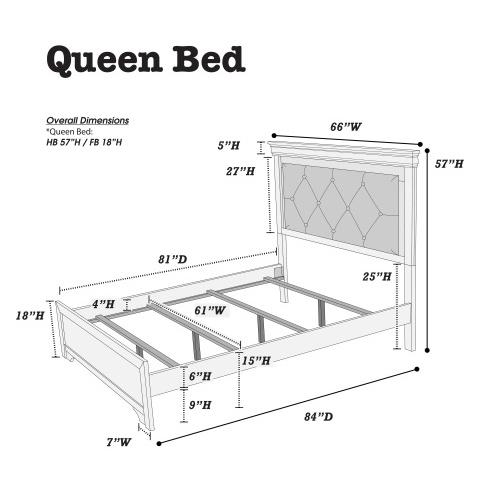 Sireen Era's Aurora Luxe Series – Queen Bed with Tufted Faux Leather LED Headboard & Textured Footboard (Dark Gray)