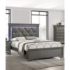 Sireen Era's Aurora Luxe Series – Queen Bed with Tufted Faux Leather LED Headboard & Textured Footboard (Dark Gray)