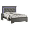 Sireen Era's Aurora Luxe Series – Queen Bed with Tufted Faux Leather LED Headboard & Textured Footboard (Dark Gray)